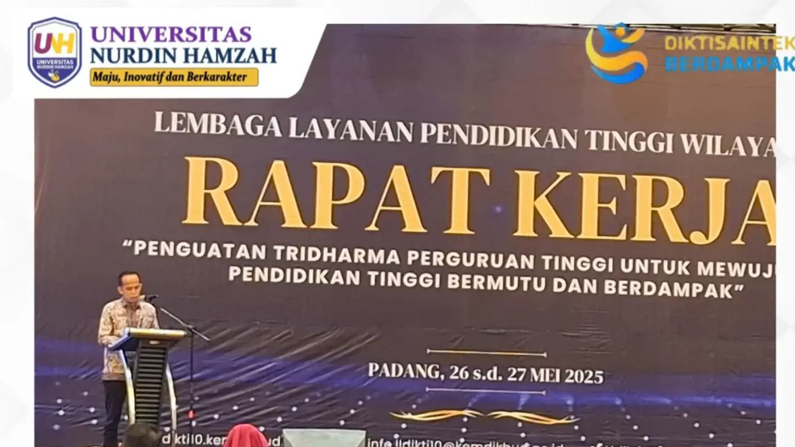 The Rector of UNH Jambi, together with the Vice Rector for Student Affairs, attended the event in person to strengthen inter-university synergy and formulate strategies for advancing higher education in Region X.