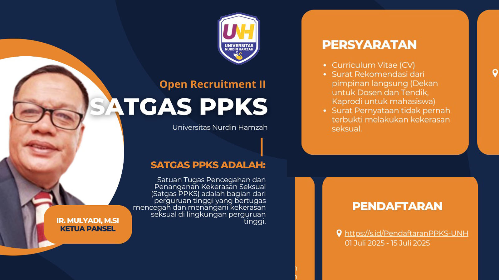 Open Recruitment II for the PPKS Task Force at Universitas Nurdin Hamzah