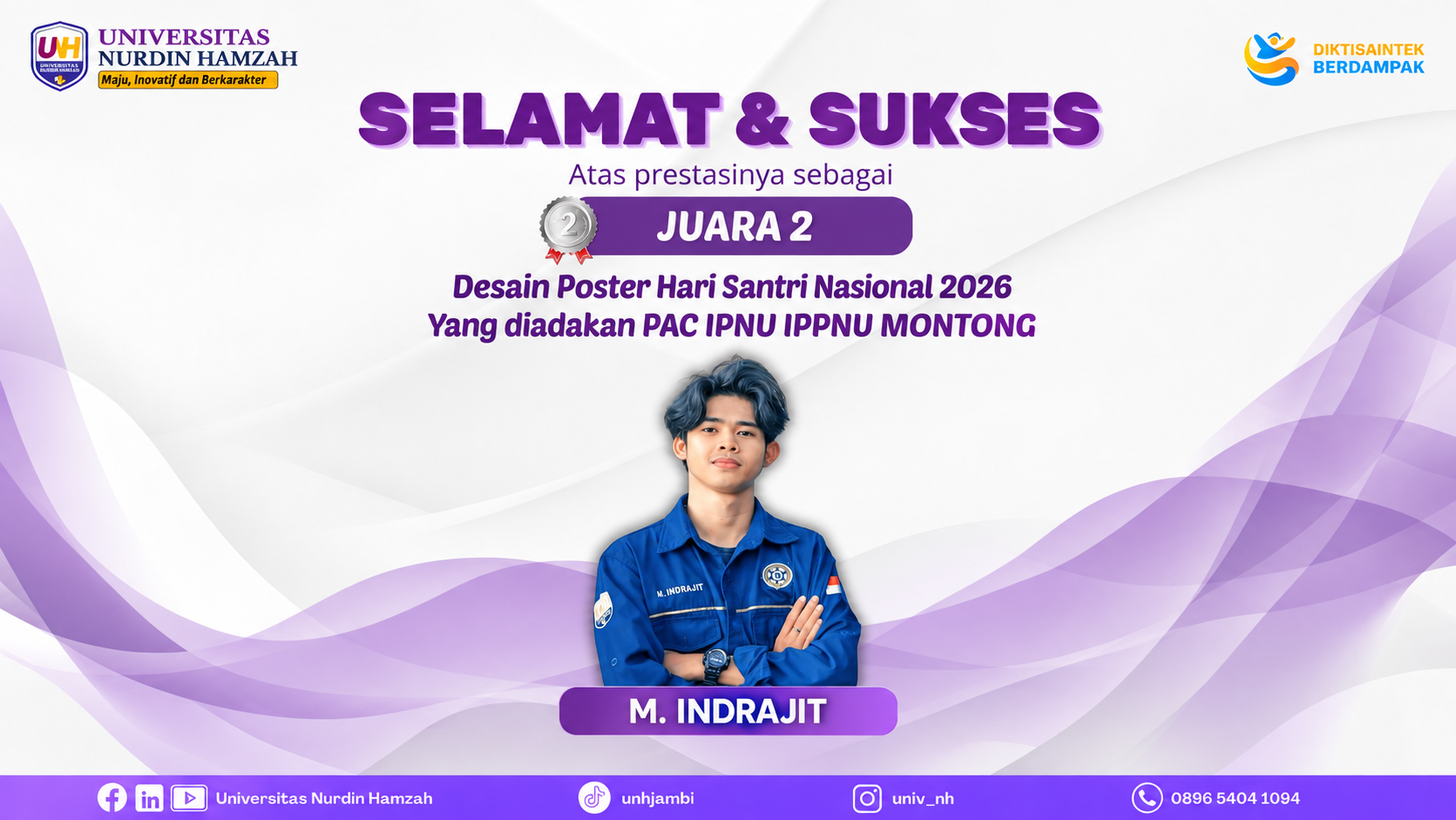 Mahasiswa Universitas Nurdin Hamzah Raih Juara 2 Lomba Desain Poster Hari Santri Nasional 2026